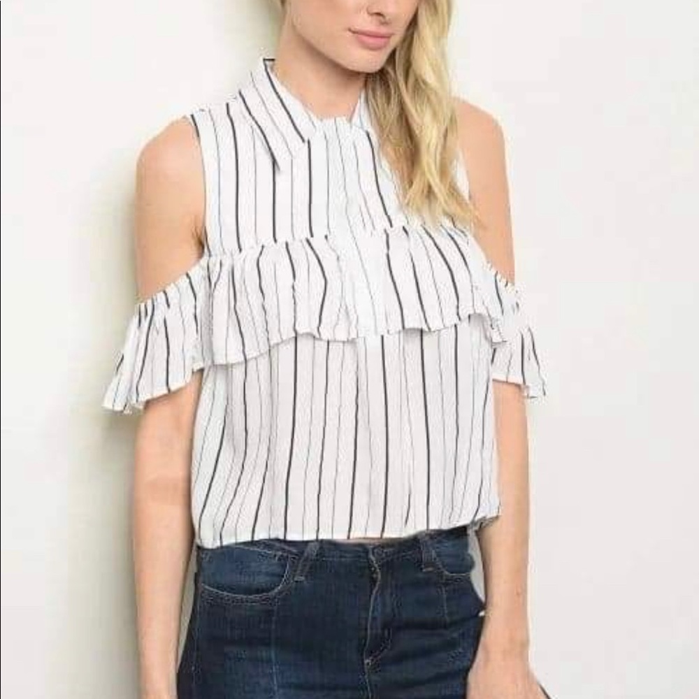 MEEK Top Blouse white and black Size S NWT